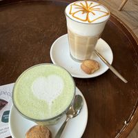 Matcha and pumpkin latte  at Barista Cafe in Zuid-holland
