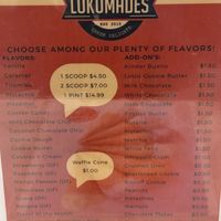 Dairy free gelato options listed   at Lukumades Jacksonville Beach in Jacksonville Beach