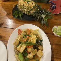 Pineapple fried rice with tofu and yellow curry fried tofu   at Koh Mook The Home Restaurant in Chang Wat Trang