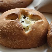 Potato bread with yuzu mayonaise, really good at MERCY Vegan Bakery in Kyoto