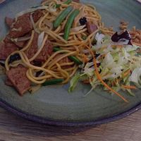 Udon noodles with plant based beef at Kaybi restaurace a sushi bar in Zlínský Kraj