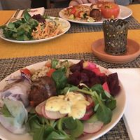 Nice buffet with good vegan options at Jardim dos Sentidos in Lisbon