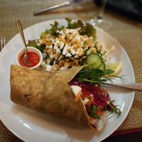 wrap with great chickpeas salad at Jardim dos Sentidos in Lisbon