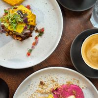 Vegan Zucchini Corn Fritters and Vegan Smashed Avocado at Beans and Beers Torquay in Torquay