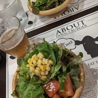 Vegan salad, you can season with olive oil or onion at Doug's Burger Ishigaki in Okinawa