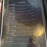 Entree menu  at Black Iris in New York City