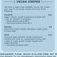 Savoury vegan menu  at Ponsonby Crêpes in Auckland