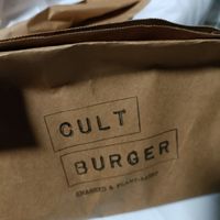 Delivery bag at Cult Burger in East London