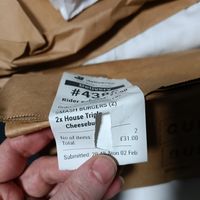 One nights receipt at Cult Burger in East London