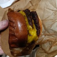 House triple cheeseburger side view at Cult Burger in East London
