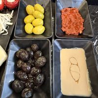 Acuka and Tahin and olives  at Siyah Cafe & Breakfest in Istanbul