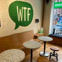 Seating inside at What The Falafel - Macdougal in New York City