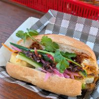 Tofu banh mi with home made chilli oil at Lucky Lane in Melbourne