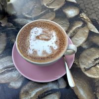 Vegan Schokoccino with a 🦕 at Kaffeerösterei Tesorito in Saarbrucken