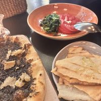 Truffle pizza and beets hummus   at Obicá Mozzarella Bar Takanawa in Tokyo