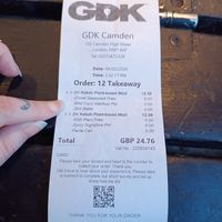 Receipt at German Doner Kebab (GDK) in North West London