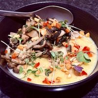 Mushroom polenta  at 17 Plant Based in Evanston