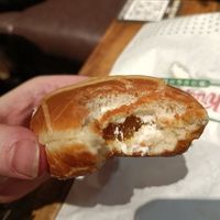 Salted caramel doughnut cross section at LTN - Krispy Kreme - Airside Departures in Luton