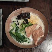 Vegan ramen with fried tofu at KUMA in Turin