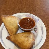 Veggie Sambusa with amazing Blue Nile sauce  at Blue Nile Cafe in Kansas City