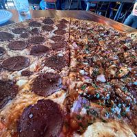 ½&½ vegan pepperoni and vegan bbq chick'n at Mikey's Late Night Slice - Dayton in Dayton