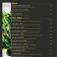 Vegetarian menu at time at Phranakorn Thai Cafe and Restaurant in Townsville City