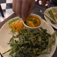 fried morning glory with peanut sauce and tofu  at Phad Thai Rock n Roll in Krabi