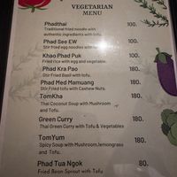 vegetarian menu  at Phad Thai Rock n Roll in Krabi