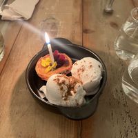 Pastel de nata with coconut ice cream   at Plantuguese in Bristol