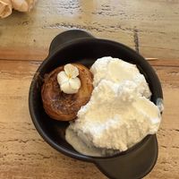 Pastel de Nata with coconut ice creamm  at Plantuguese in Bristol