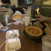 aftermath (pumpkin curry was served in pumpkin!)  at My Thai Vegan Cafe in Boston