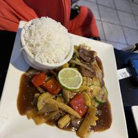 Beef lemongrass  at My Thai Vegan Cafe in Boston