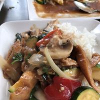 Basil Chicken at My Thai Vegan Cafe in Boston