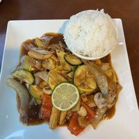 lemongrass chicken at My Thai Vegan Cafe in Boston