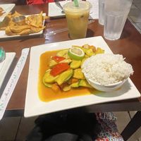 Tofu curry (i think it was the massaman?) and mango bubble tea  at My Thai Vegan Cafe in Boston