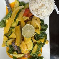 Red curry with mock duck  at My Thai Vegan Cafe in Boston