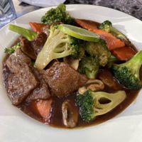 Beef and broccoli   at My Thai Vegan Cafe in Boston