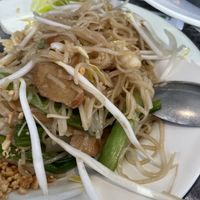 Pad Thai (with “chicken” and “shrimp”)  at My Thai Vegan Cafe in Boston