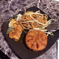 Chive dumpling and pad Thai  at My Thai Vegan Cafe in Boston