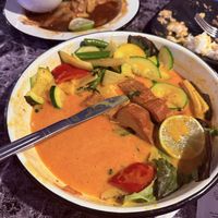 Penang curry with half mock duck (mostly eaten haha)  at My Thai Vegan Cafe in Boston