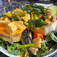 Freshly Cut Whole Coconut w/ Vegetables & Red Curry (w/ Tofu) at My Thai Vegan Cafe in Boston