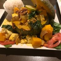 Pumpkin curry, served in a whole pumpkin! at My Thai Vegan Cafe in Boston