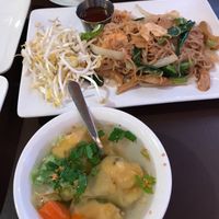 Wonton soup and Pad Thai  at My Thai Vegan Cafe in Boston
