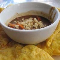 Golden Triangles with Peanut Sauce... yummy, but not healthy at My Thai Vegan Cafe in Boston