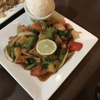 tofu stir fry at My Thai Vegan Cafe in Boston