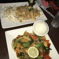 pad thai and stir fry at My Thai Vegan Cafe in Boston
