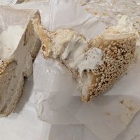 Sesame with vegan cream cheese at Poppy Bagels in Oakland
