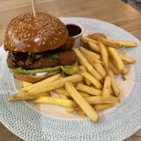 Korean Goujon Burger  at County Arms in Winchester