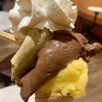 Mandarin, chocolate, pistachio, whipped cream   at LaCrèma  in Paris