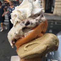 Cookie dought and chocolate brownie / abricot-vanilla-almond / pistachio  at LaCrèma  in Paris
